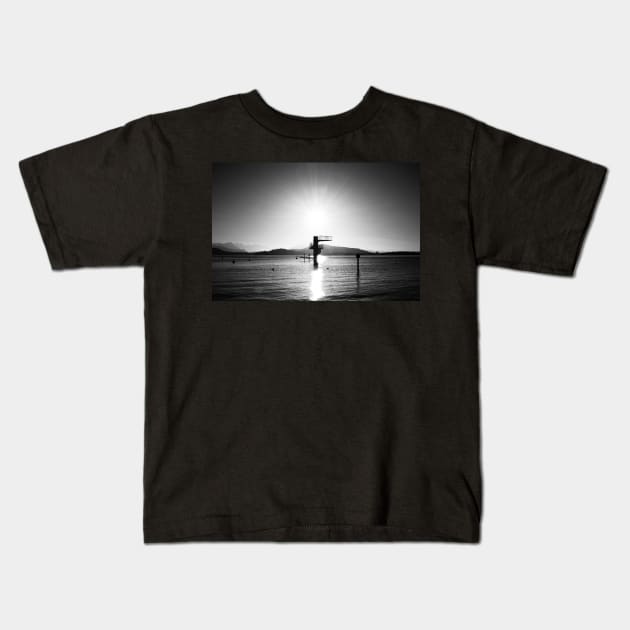 Sun, spring tower, lake 2 / Swiss Artwork Photography Kids T-Shirt by RaphaelWolf